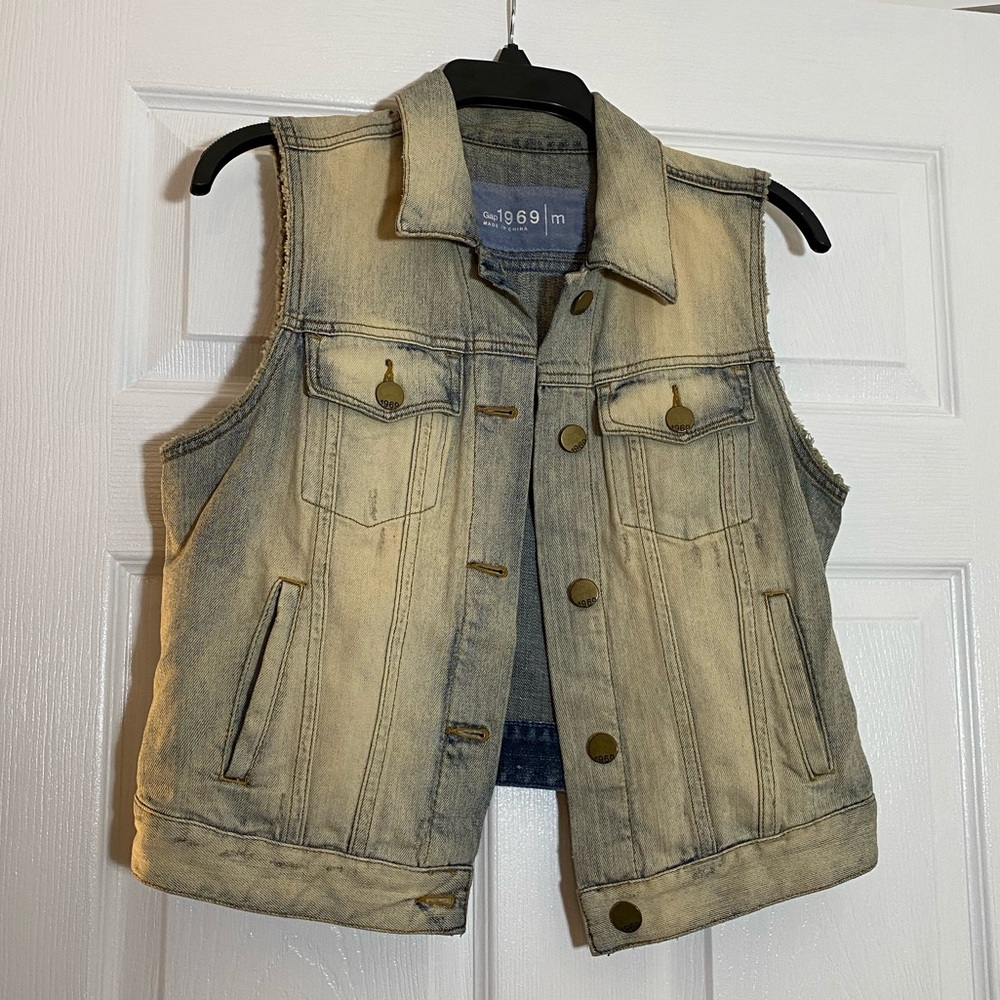 GAP distressed denim vest